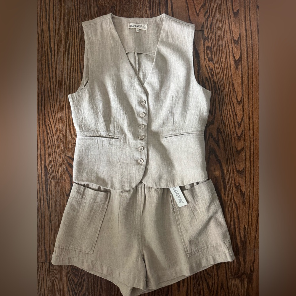 BLANKNYC Button Front Vest/ Short Set Womens Size M - NWT - Picture 4 of 6